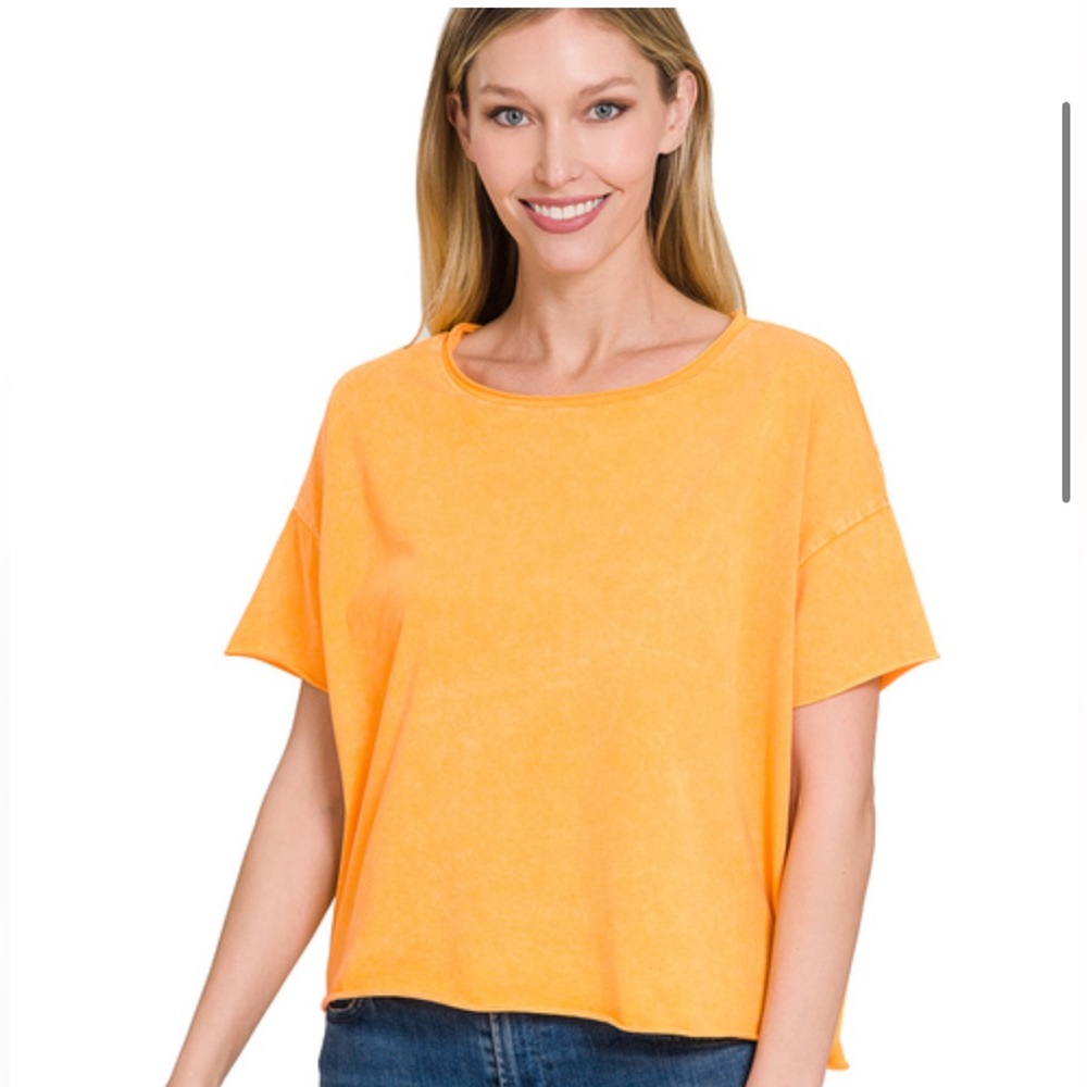 Yellow Gold Acid Wash Crop Top